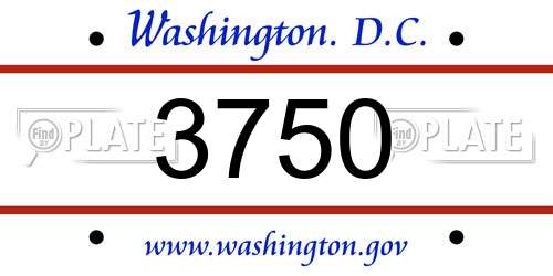 3750 District Of Columbia License Plate