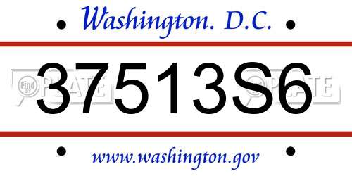 37513S6 District Of Columbia License Plate