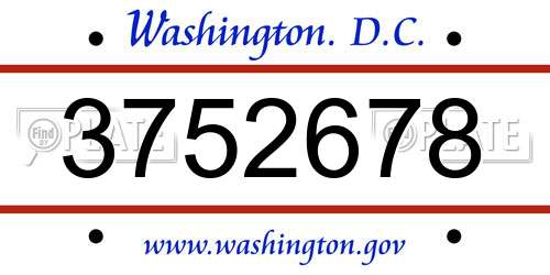 3752678 District Of Columbia License Plate