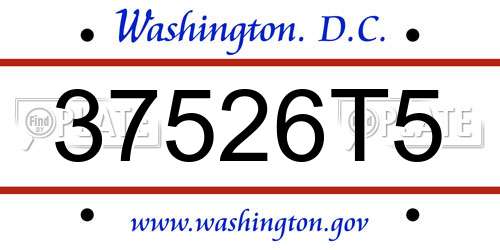 37526T5 District Of Columbia License Plate