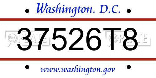 37526T8 District Of Columbia License Plate
