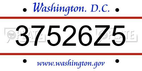 37526Z5 District Of Columbia License Plate