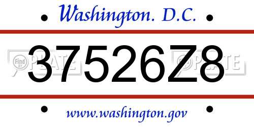 37526Z8 District Of Columbia License Plate