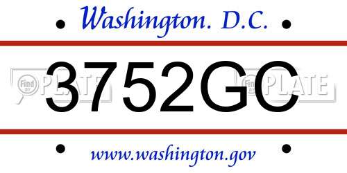 3752GC District Of Columbia License Plate