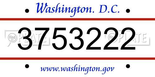 3753222 District Of Columbia License Plate