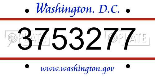 3753277 District Of Columbia License Plate