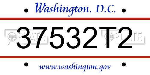 37532T2 District Of Columbia License Plate