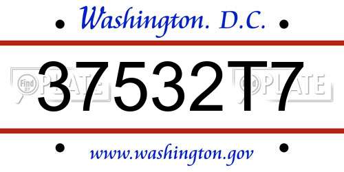 37532T7 District Of Columbia License Plate