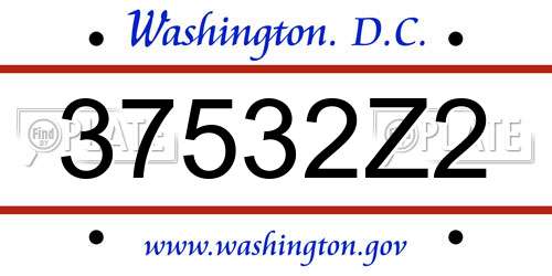37532Z2 District Of Columbia License Plate