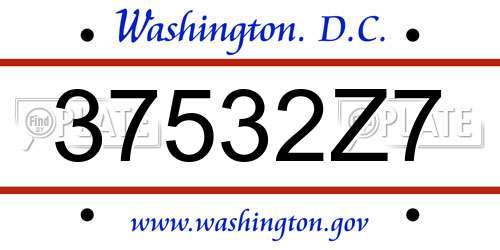 37532Z7 District Of Columbia License Plate