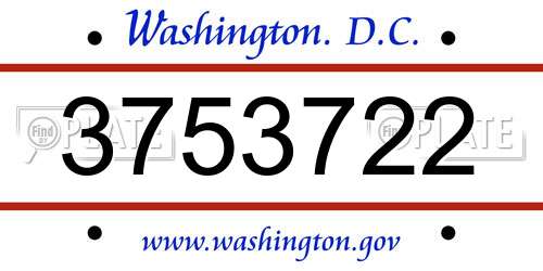3753722 District Of Columbia License Plate