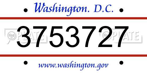 3753727 District Of Columbia License Plate