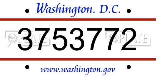 3753772 District Of Columbia License Plate