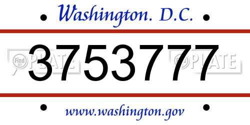 3753777 District Of Columbia License Plate