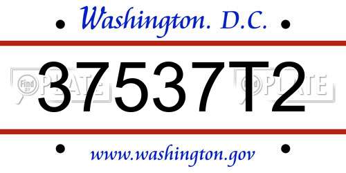 37537T2 District Of Columbia License Plate