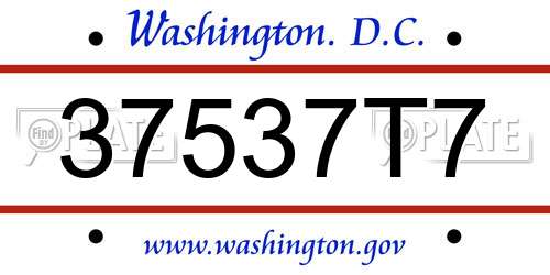 37537T7 District Of Columbia License Plate