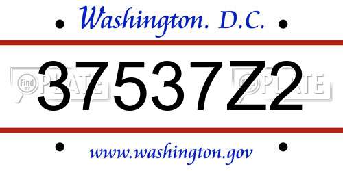 37537Z2 District Of Columbia License Plate