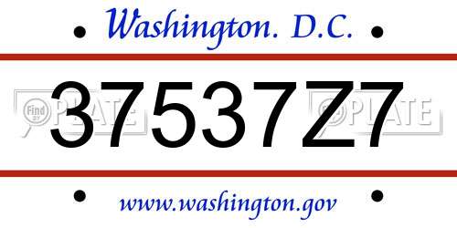 37537Z7 District Of Columbia License Plate