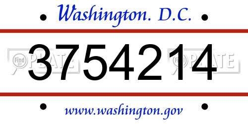 3754214 District Of Columbia License Plate