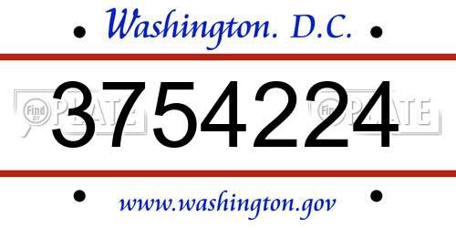 3754224 District Of Columbia License Plate