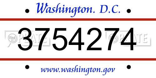 3754274 District Of Columbia License Plate