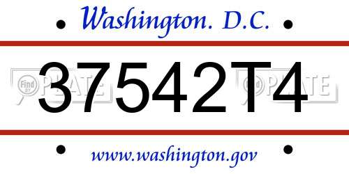 37542T4 District Of Columbia License Plate