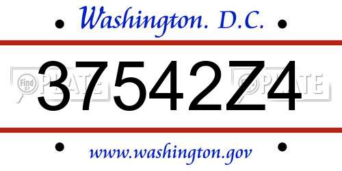 37542Z4 District Of Columbia License Plate