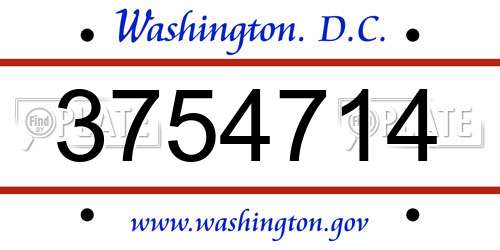 3754714 District Of Columbia License Plate
