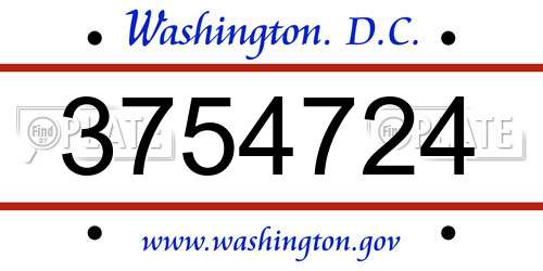 3754724 District Of Columbia License Plate