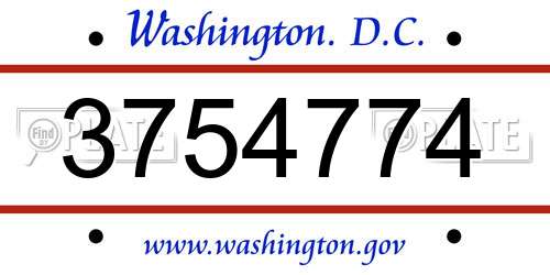 3754774 District Of Columbia License Plate