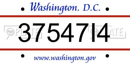 37547I4 District Of Columbia License Plate