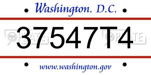 37547T4 District Of Columbia License Plate