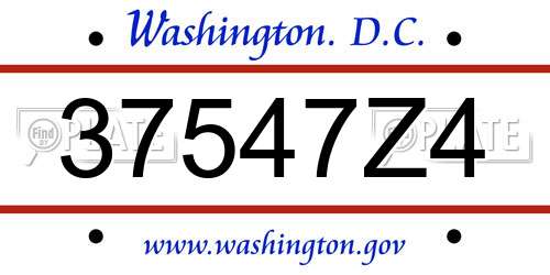 37547Z4 District Of Columbia License Plate