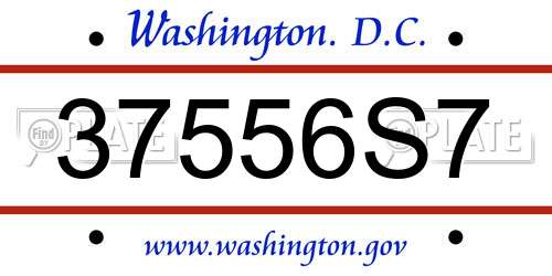 37556S7 District Of Columbia License Plate