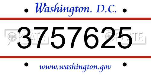 3757625 District Of Columbia License Plate