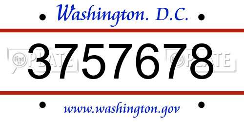 3757678 District Of Columbia License Plate