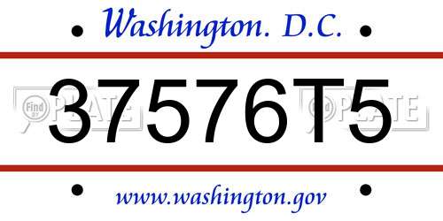 37576T5 District Of Columbia License Plate