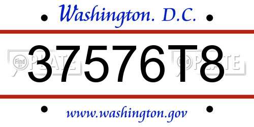 37576T8 District Of Columbia License Plate