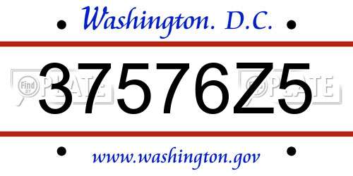 37576Z5 District Of Columbia License Plate