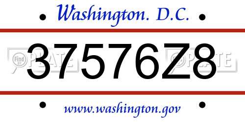 37576Z8 District Of Columbia License Plate