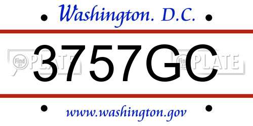 3757GC District Of Columbia License Plate