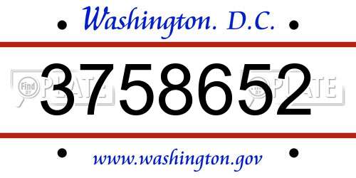 3758652 District Of Columbia License Plate