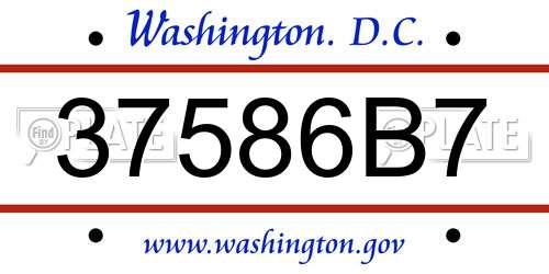 37586B7 District Of Columbia License Plate