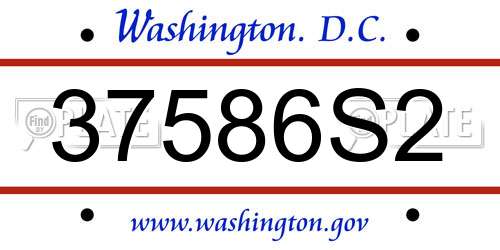 37586S2 District Of Columbia License Plate