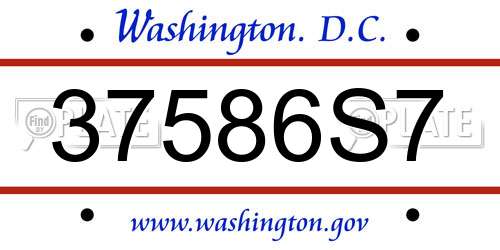 37586S7 District Of Columbia License Plate