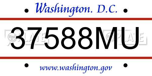 37588MU District Of Columbia License Plate