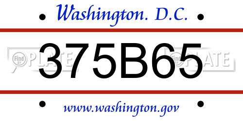 375B65 District Of Columbia License Plate