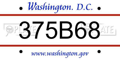 375B68 District Of Columbia License Plate