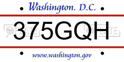 375GQH District Of Columbia License Plate