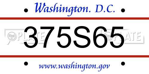 375S65 District Of Columbia License Plate